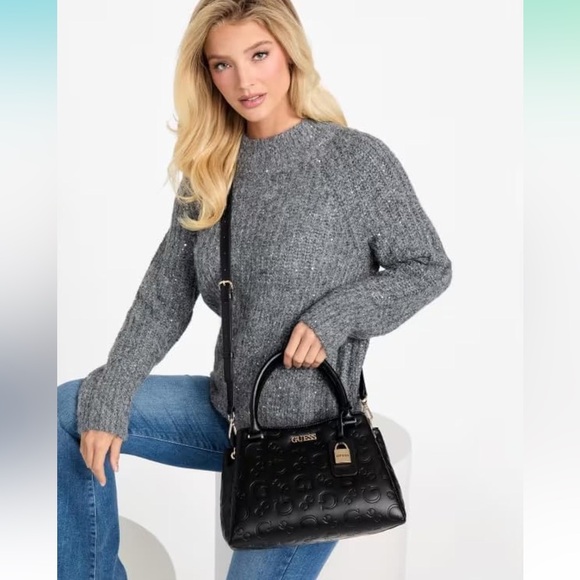 NWT GUESS Black Embossed Women's Bag - Picture 1 of 4